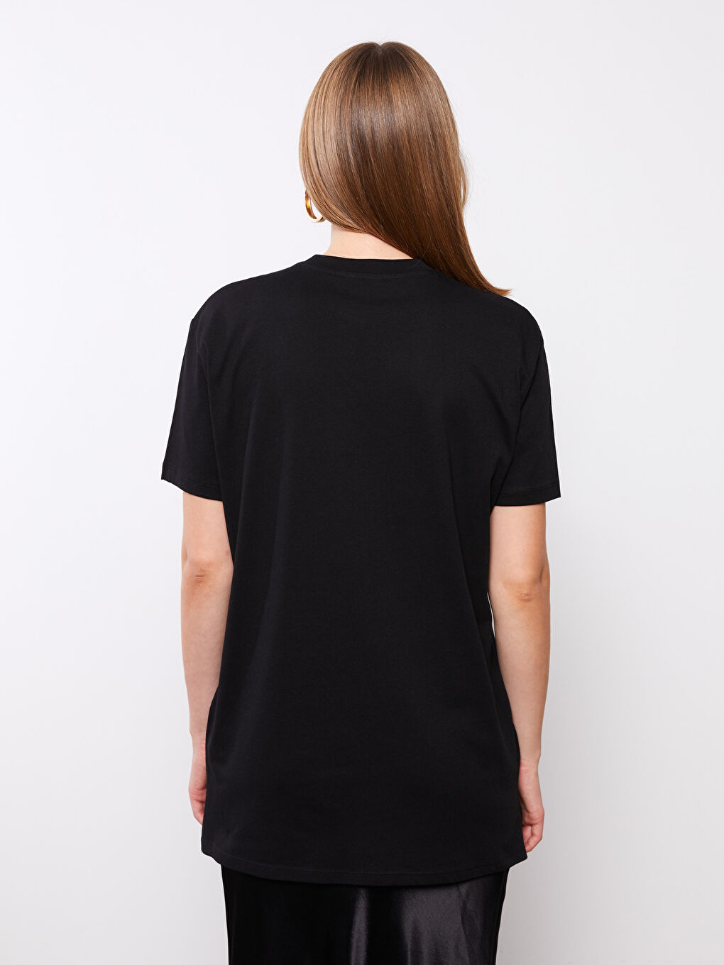 Tunique en Coton Oversize à Manches Courtes Droite à Col Rond pour Femmes-4