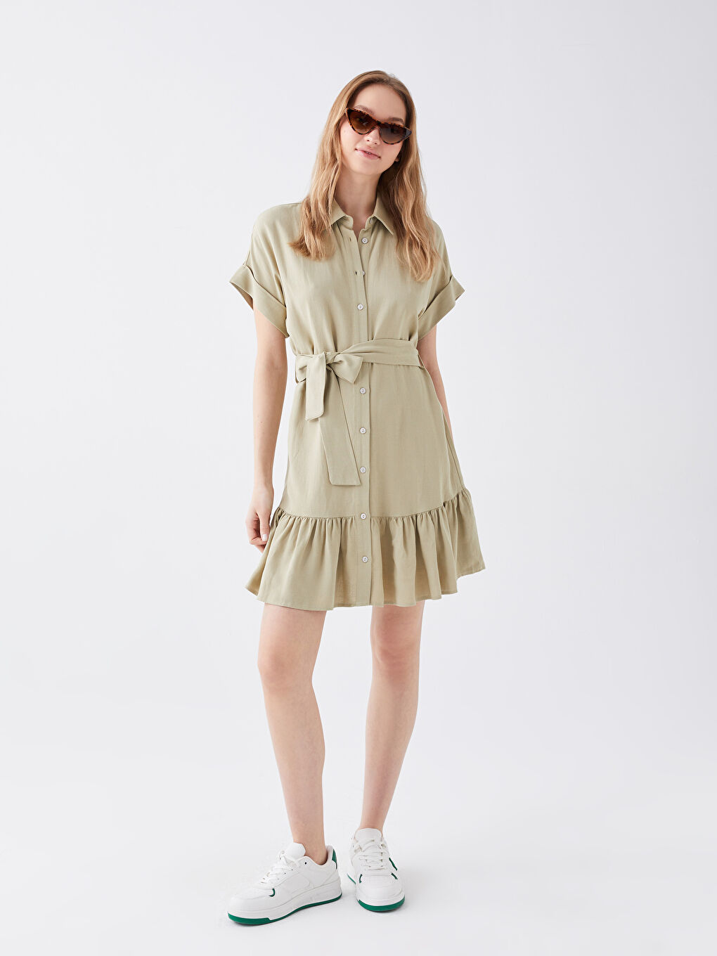 Straight Short Sleeve Women's Shirt Dress -S3BB92Z8-GC6