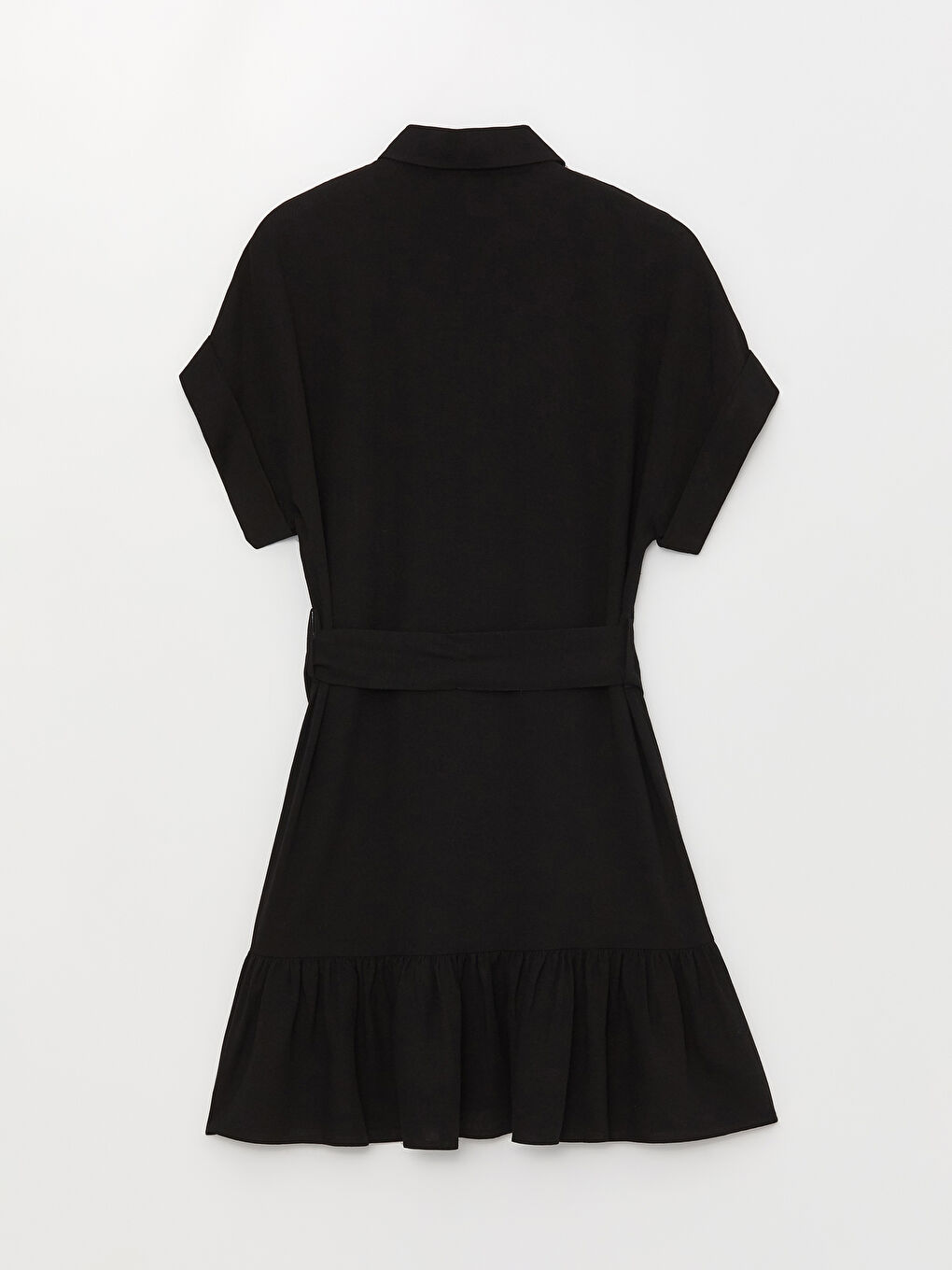 Однотонное платье-рубашка с коротким рукавом для женщин-6