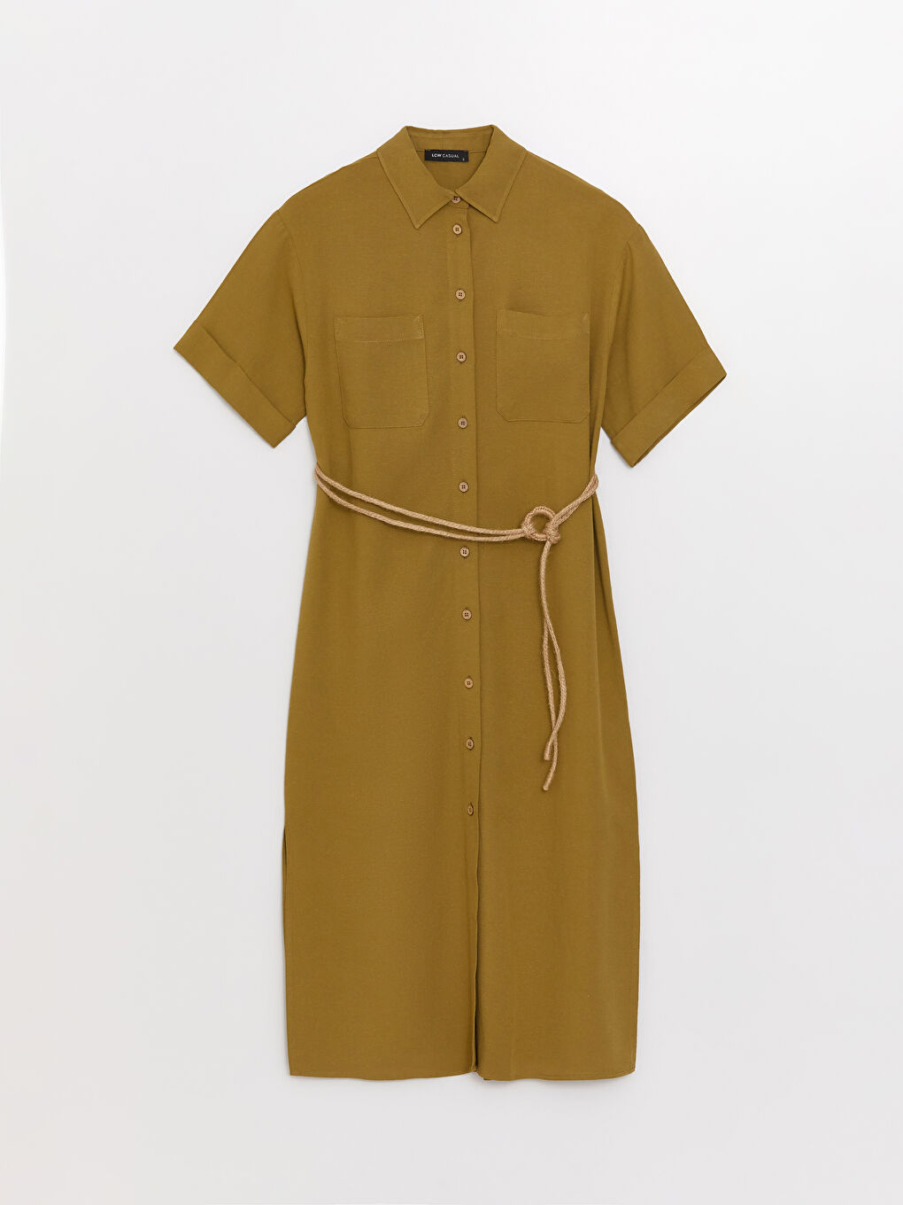 Straight Short Sleeve Women's Shirt Dress -S3BC01Z8-GXY