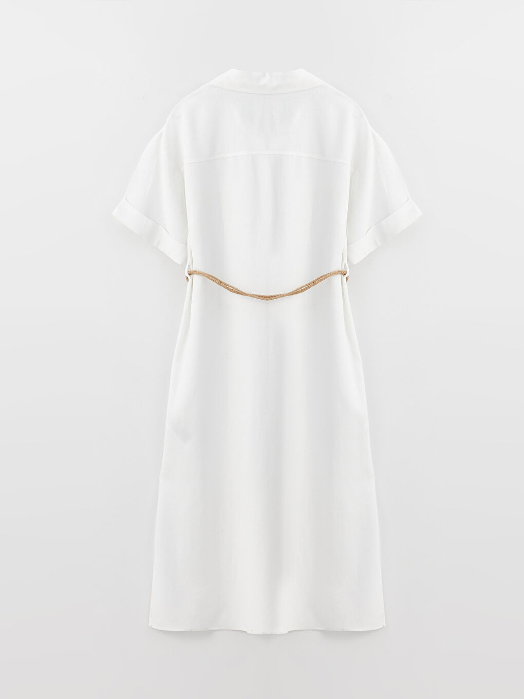 Plain Short Sleeve Women's Shirt Dress -S3BC01Z8-R5B