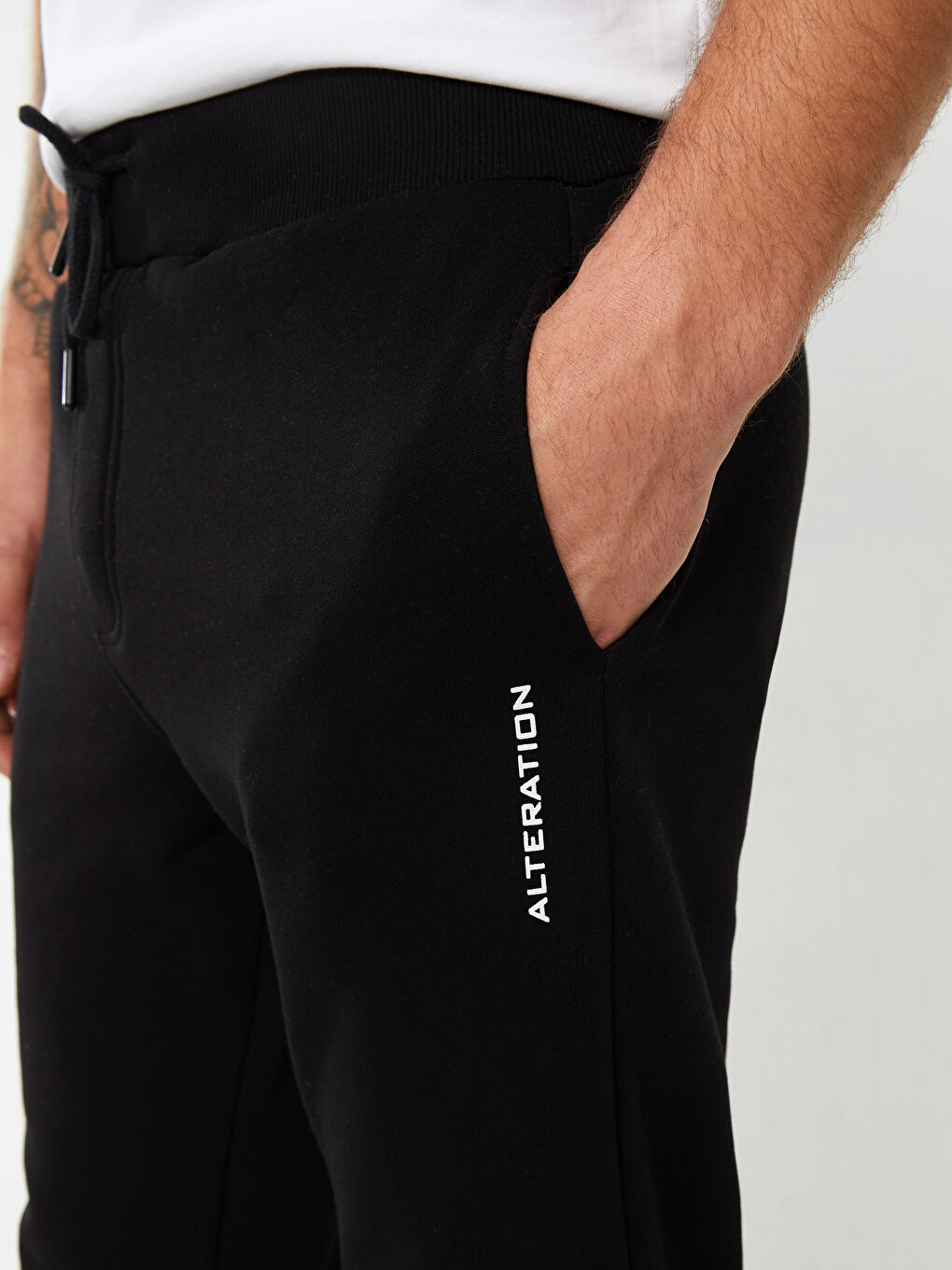 Siyah Slim Fit Erkek Kalın Jogger Eşofman Altı-3