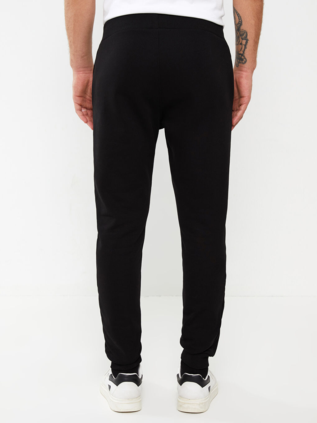 Siyah Slim Fit Erkek Kalın Jogger Eşofman Altı-4