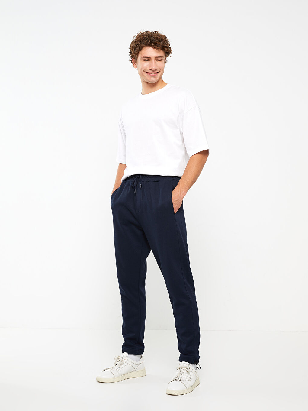 Lacivert Dar Kalıp Erkek Eşofman Altı