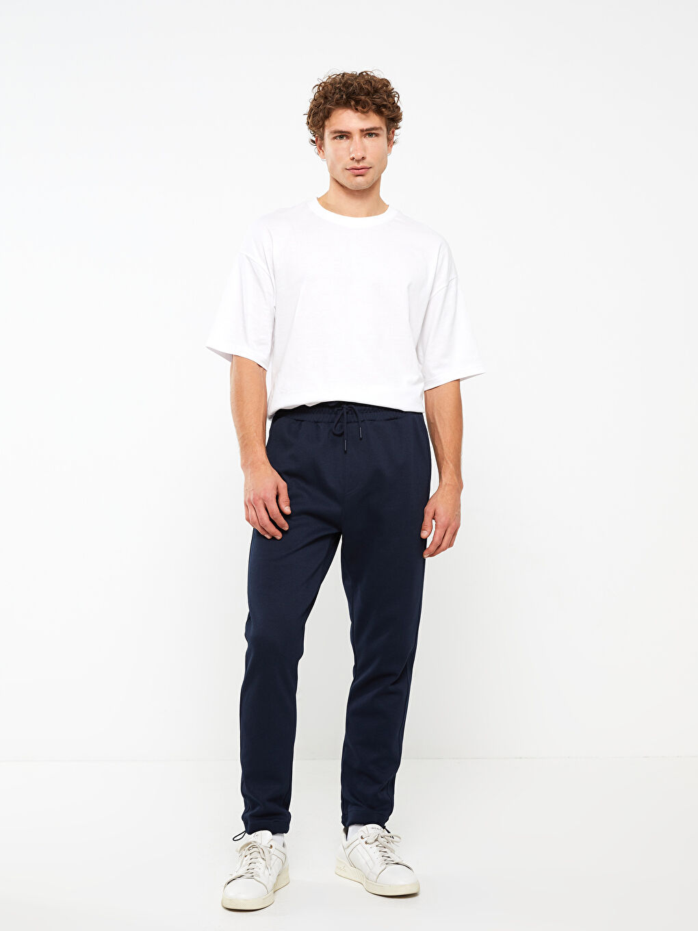 Lacivert Dar Kalıp Erkek Eşofman Altı-1