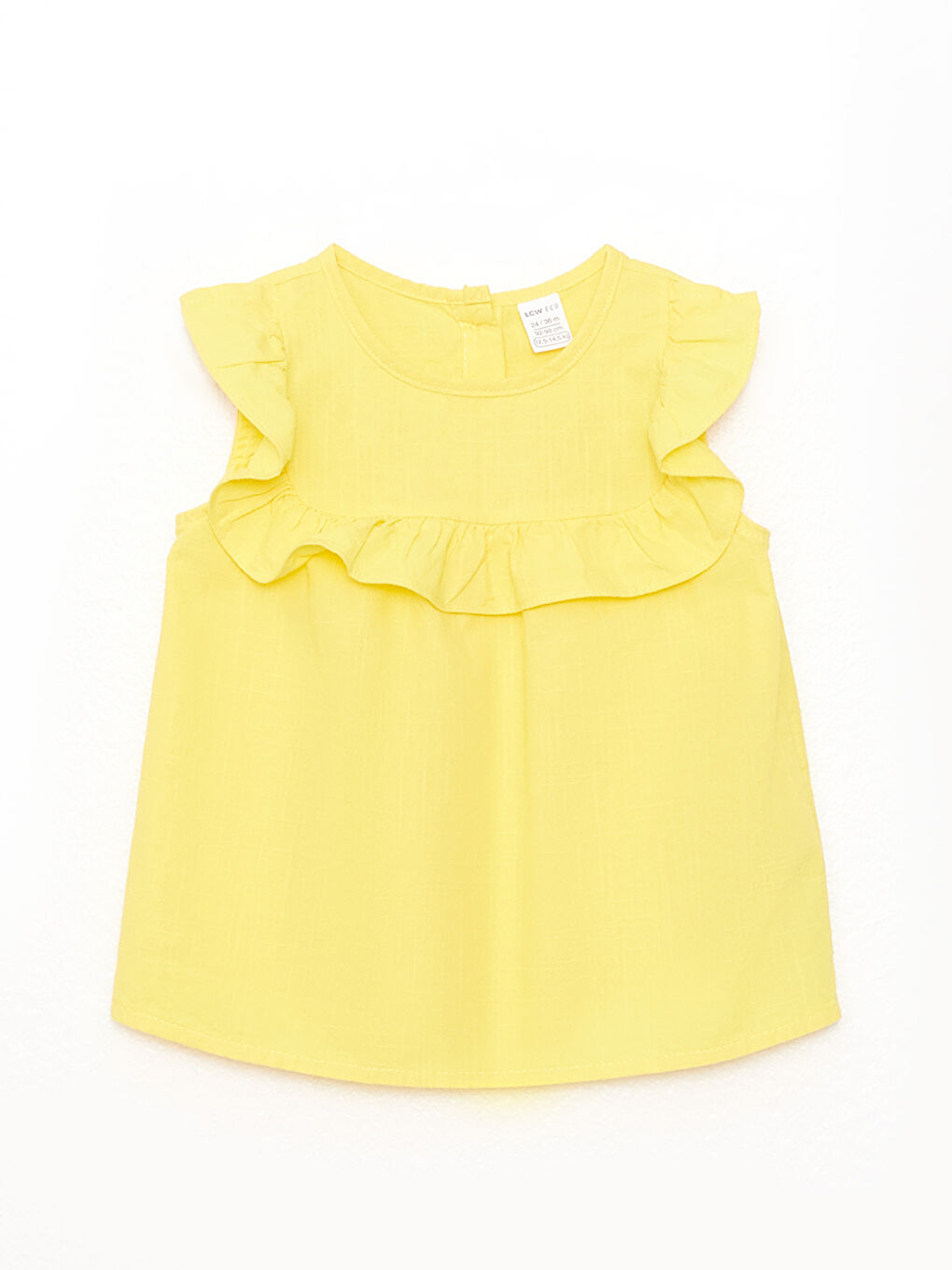 Sarı Bisiklet Yaka Fırfır Detaylı Kız Bebek Bluz