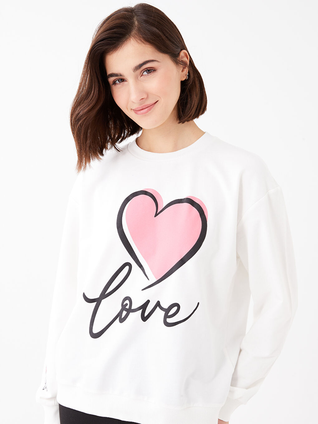 Dukserica sa okruglim izrezom, štampana, dugi rukav, za žene, kombinacija majka-ćerka