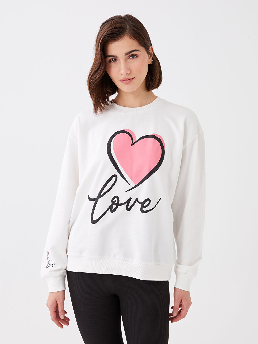 Dukserica sa okruglim izrezom, štampana, dugi rukav, za žene, kombinacija majka-ćerka-1