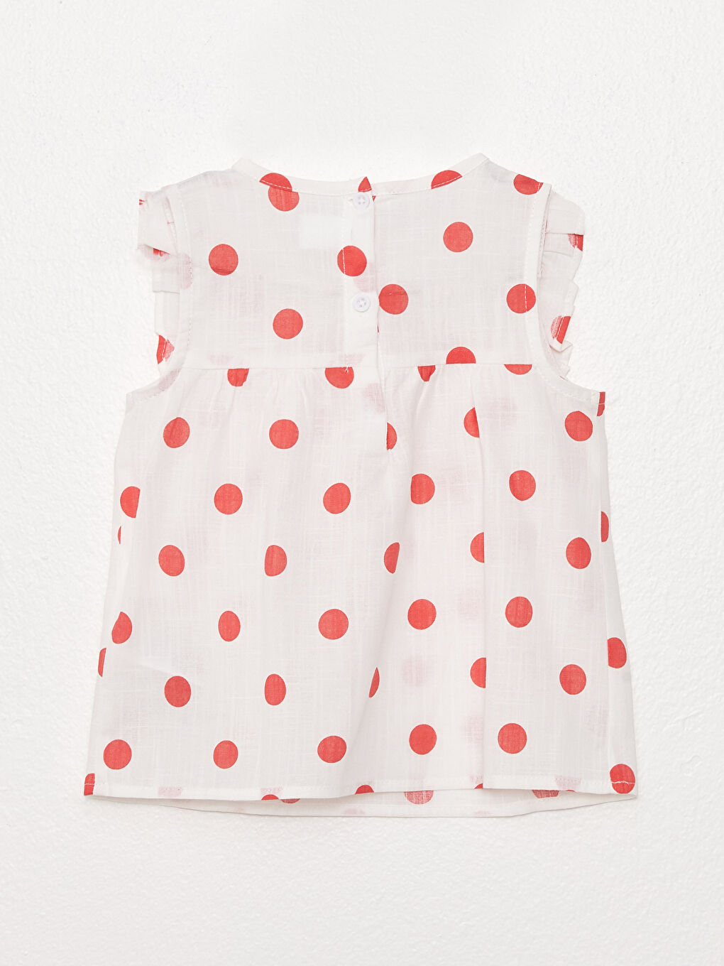 Beyaz Bisiklet Yaka Baskılı Kız Bebek Bluz-1