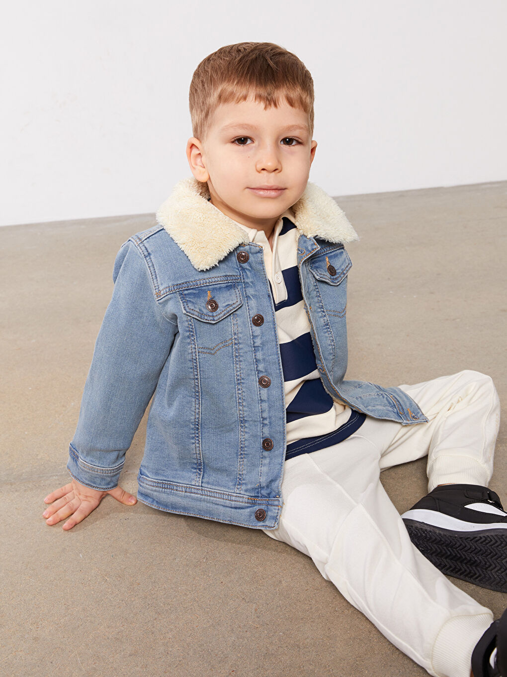 LCW baby Indigo Gömlek Yaka Erkek Bebek Jean Ceket