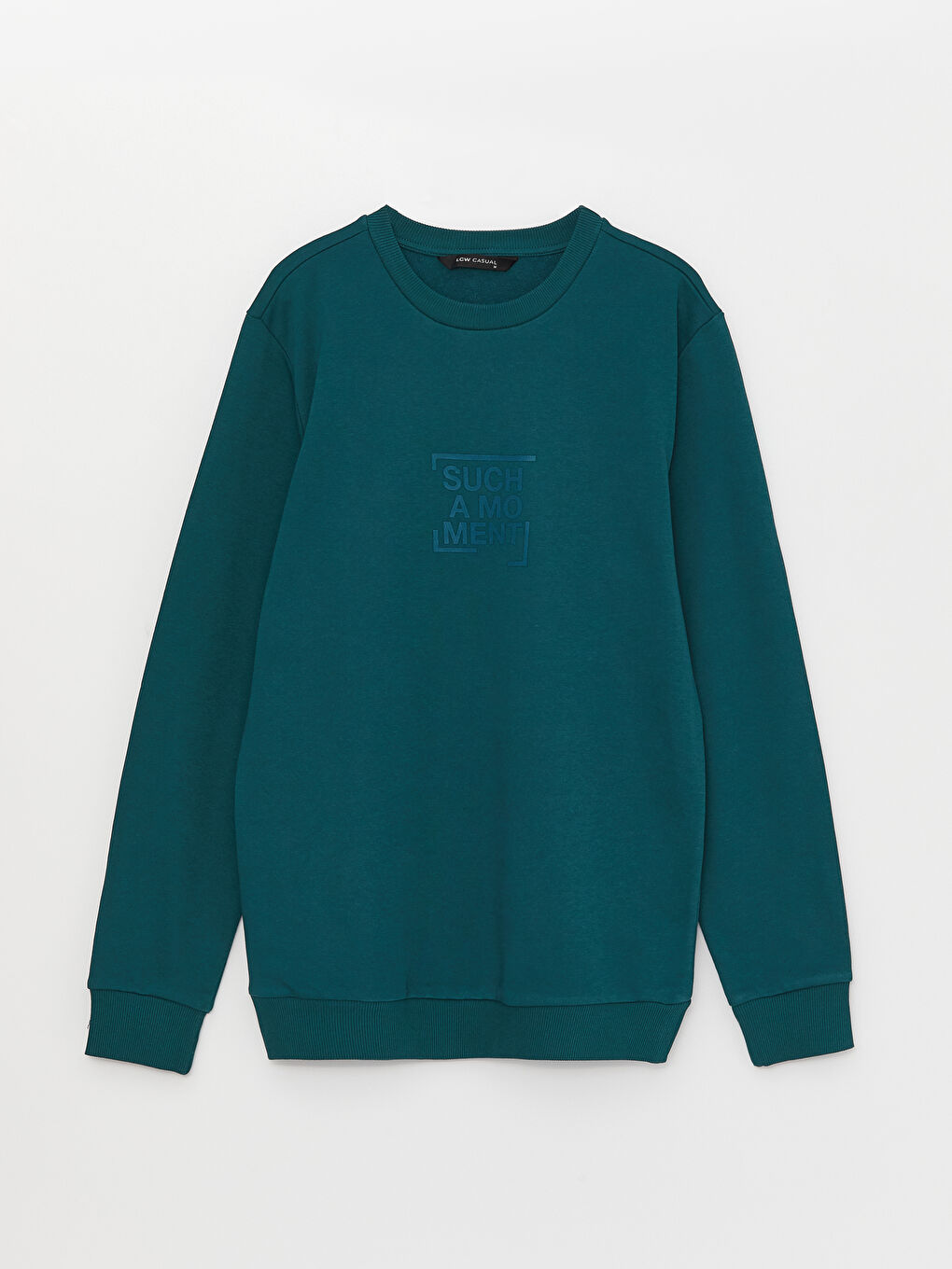 Petrol Bisiklet Yaka Uzun Kollu Baskılı Erkek Sweatshirt-7
