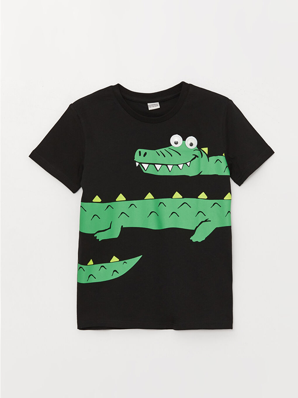 Siyah Bisiklet Yaka Baskılı Kısa Kollu Erkek Çocuk Tişört-3