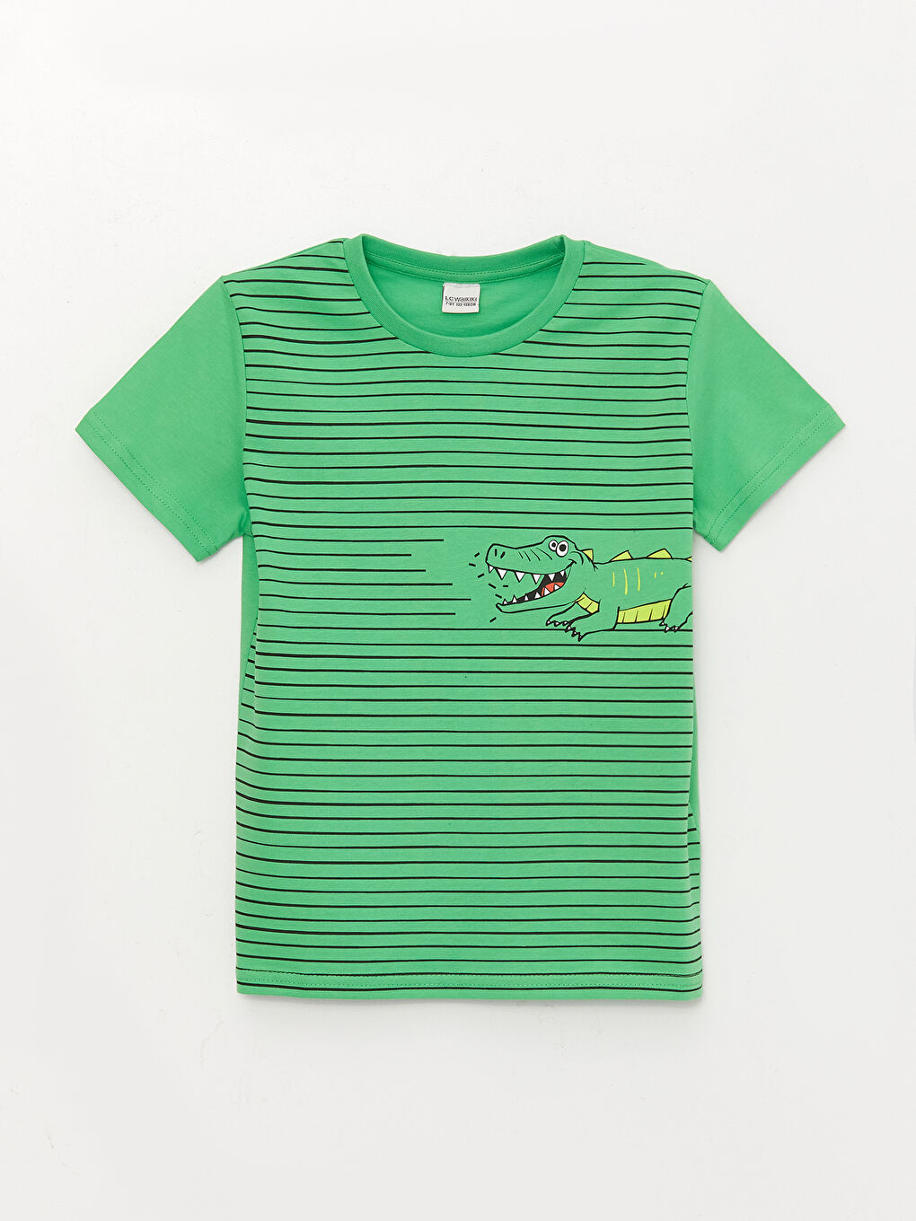 Yeşil Bisiklet Yaka Baskılı Kısa Kollu Erkek Çocuk Tişört-4