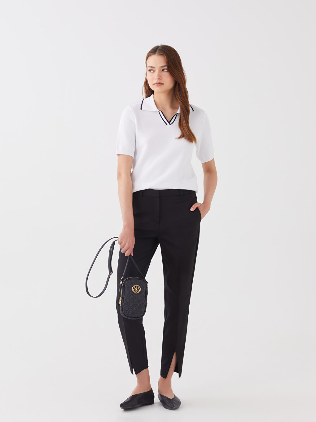 Standard Fit Women's Straight Leg Slit Trousers -S3BC51Z8-CVL
