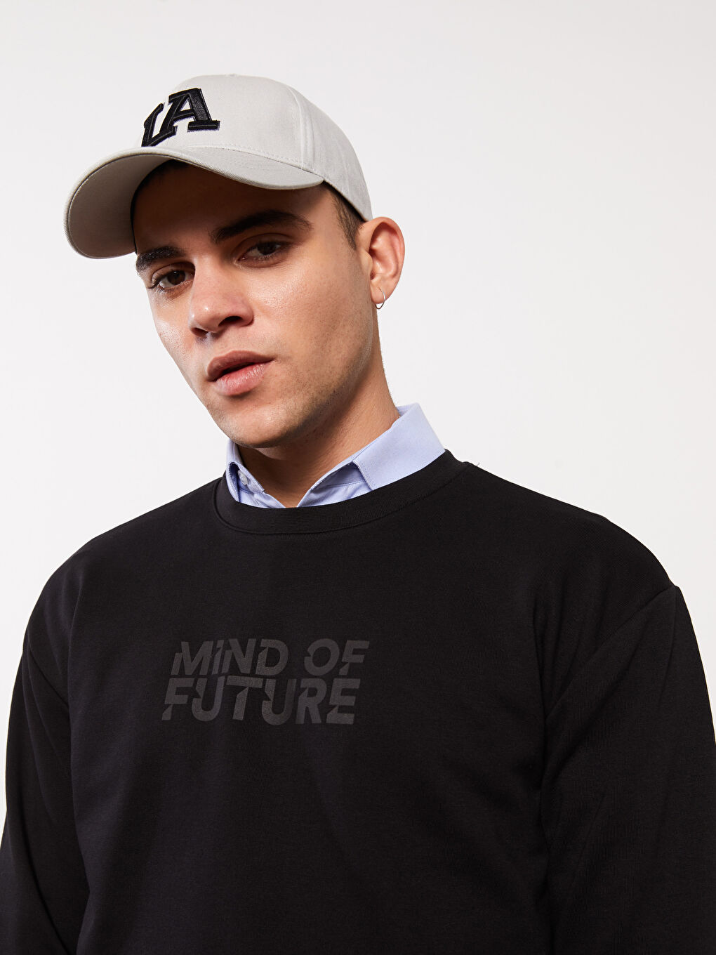 سويت شيرت كم طويل مطبوع بياقة دائرية للرجال-2