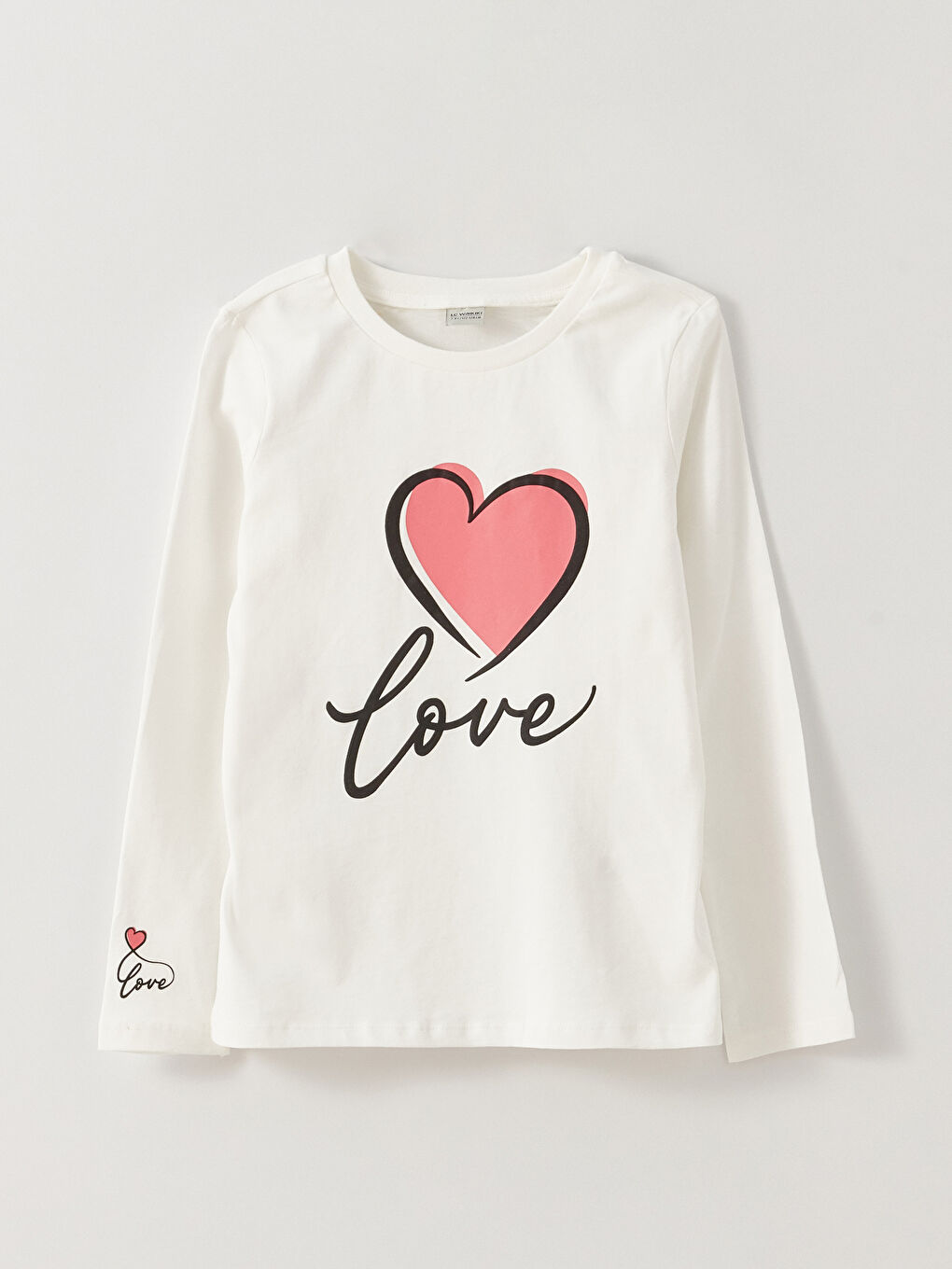Crew Neck Printed Long Sleeve Girls' T-Shirt
