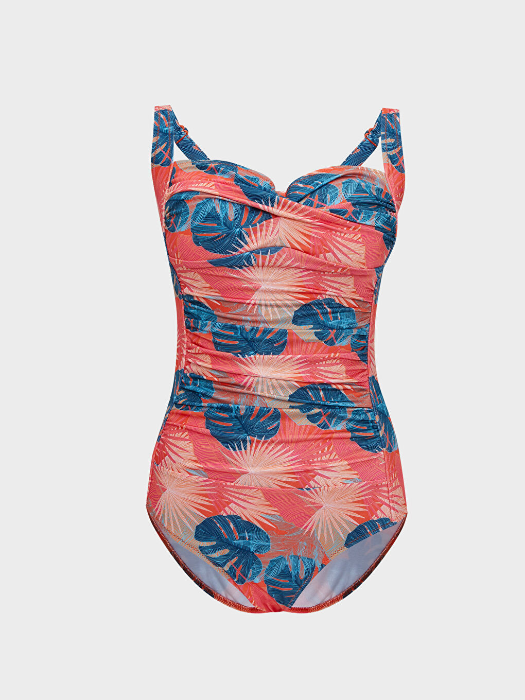 Turuncu Askılı Desenli Kadın Mayo