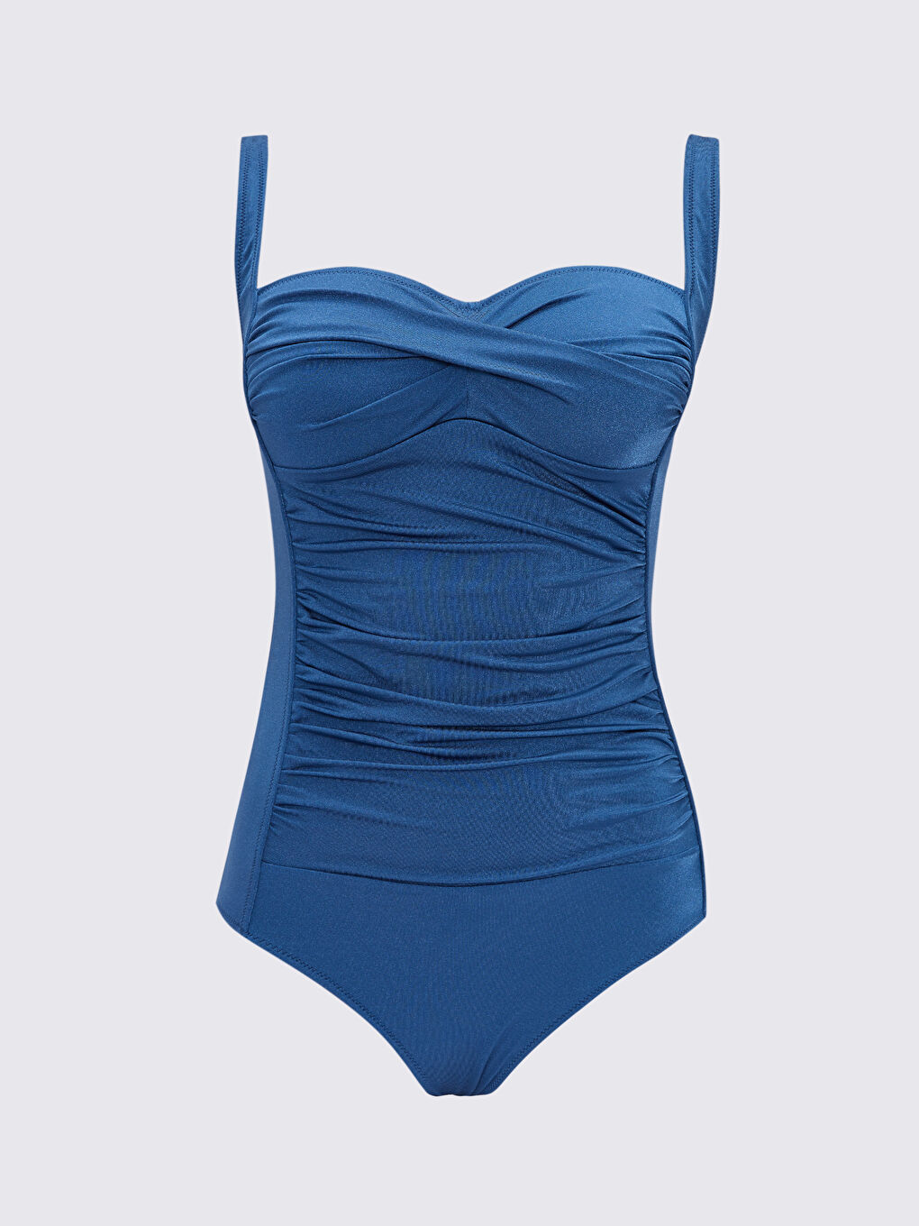 Mavi Dolgulu Büzgü Detaylı Kadın Mayo