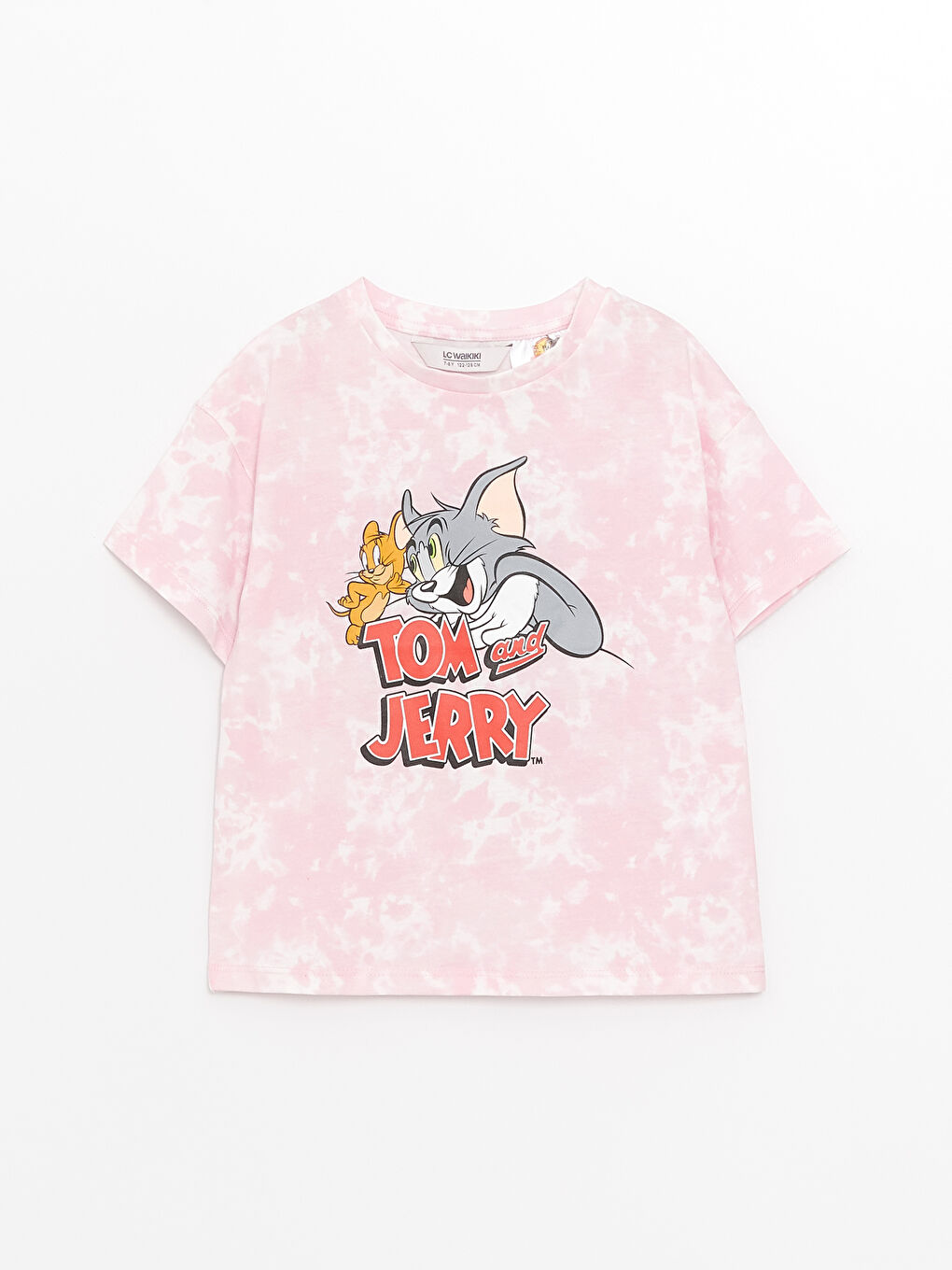 Crew Neck Tom and Jerry Printed Short Sleeve Girls T-Shirt