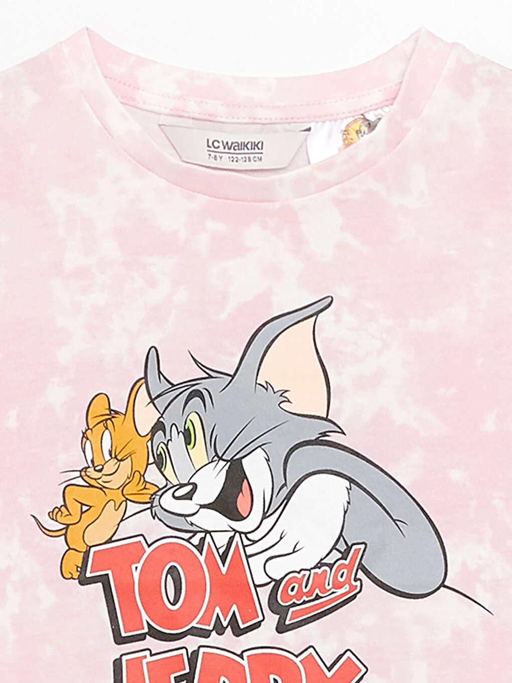 Crew Neck Tom and Jerry Printed Short Sleeve Girls T-Shirt-2