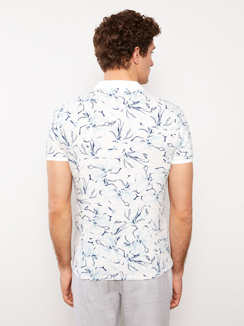 Polo Neck Short Sleeve Patterned Men's T-Shirt-4