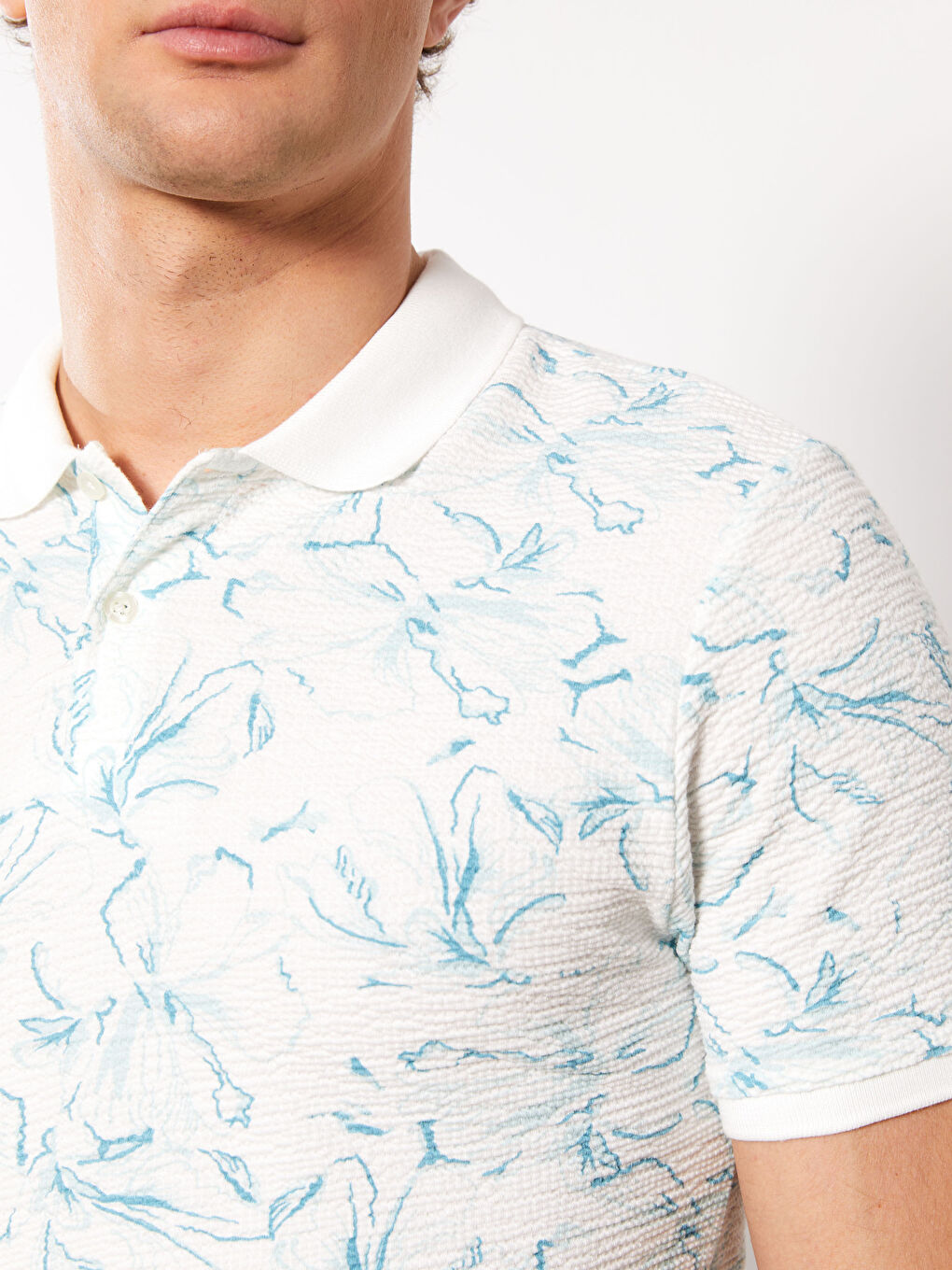 Polo Neck Short Sleeve Patterned Men's T-Shirt-3