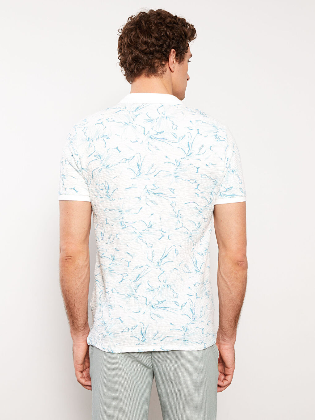 Polo Neck Short Sleeve Patterned Men's T-Shirt-4