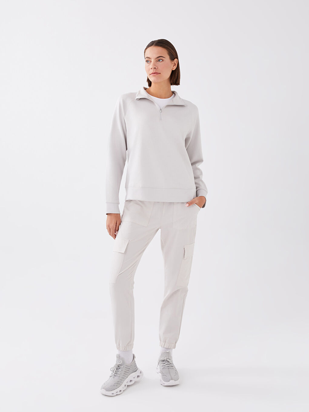 LCW OUTDOOR Trichterkragen Reflektor Bedruckt Langarm Sweatshirt für Damen -S3BC73Z8-KLU