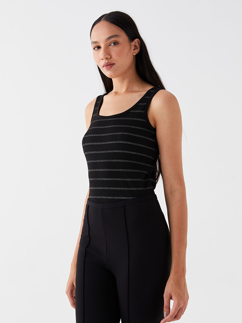 U Neck Striped Female Athlete -S3BC95Z8-LEG