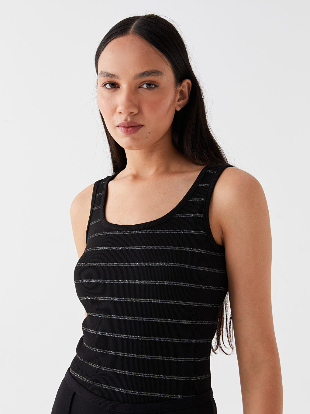 U Neck Striped Female Athlete -S3BC95Z8-LEG