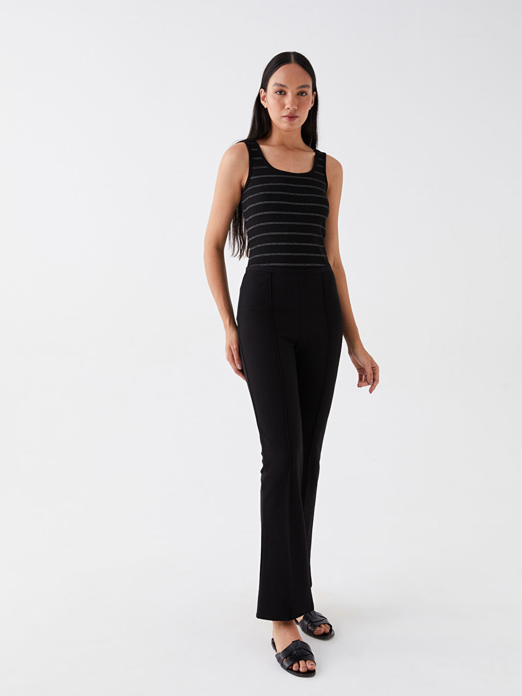U Neck Striped Female Athlete -S3BC95Z8-LEG