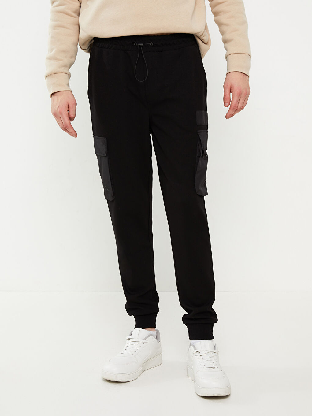 Siyah Slim Fit Baskılı Erkek Kargo Pantolon-2