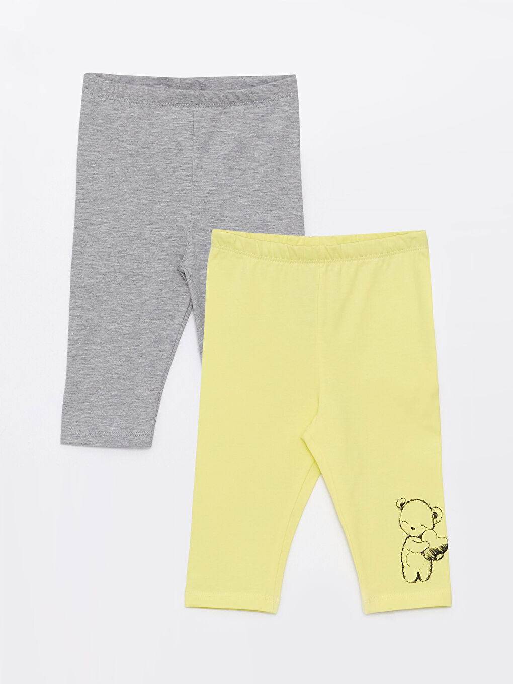 Sarı Beli Lastikli Kız Bebek Tayt 2'li