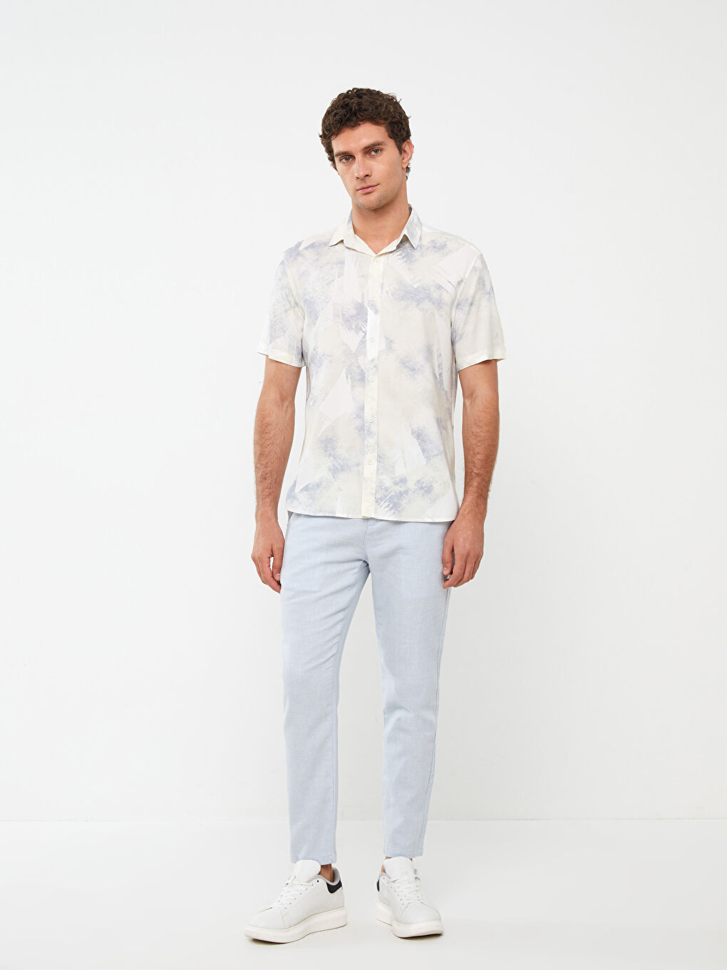 بنطلون خليط كتان بقصة رفيعة للرجال-4