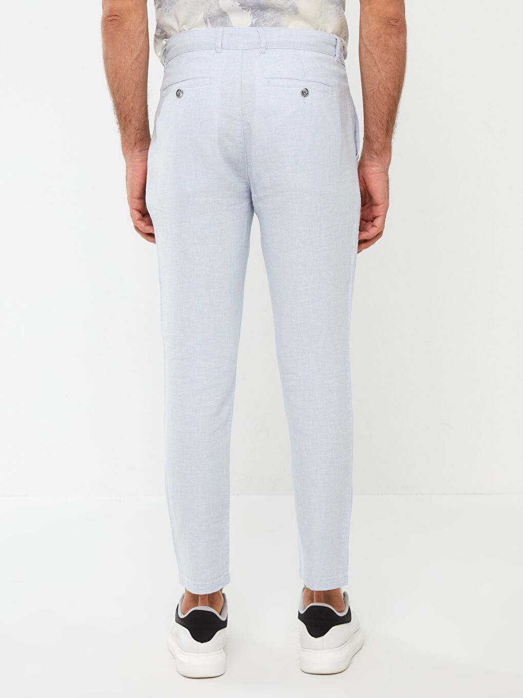 بنطلون خليط كتان بقصة رفيعة للرجال-7