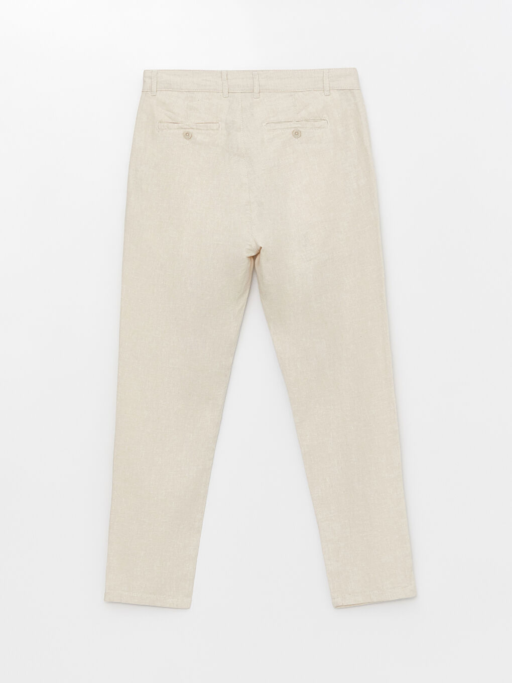 Bej Slim Fit Keten Karışımlı Erkek Pantolon-6