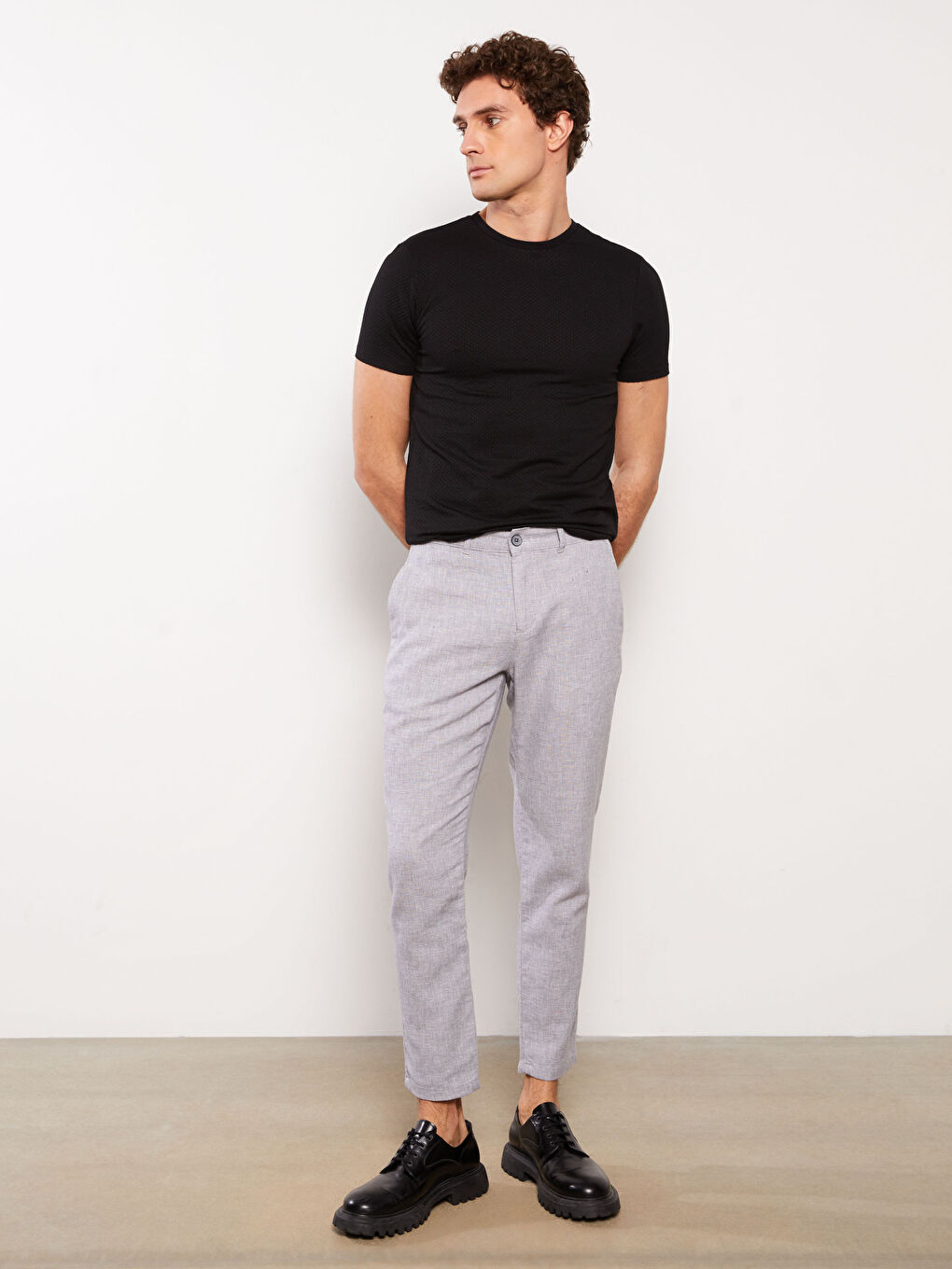 Slim Fit Keten Karışımlı Erkek Pantolon