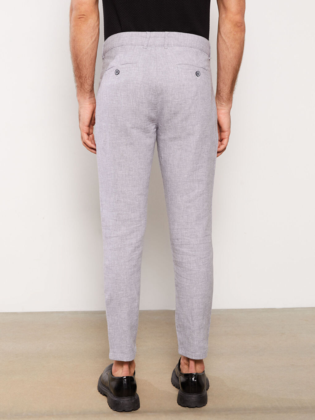 Slim Fit Keten Karışımlı Erkek Pantolon-4