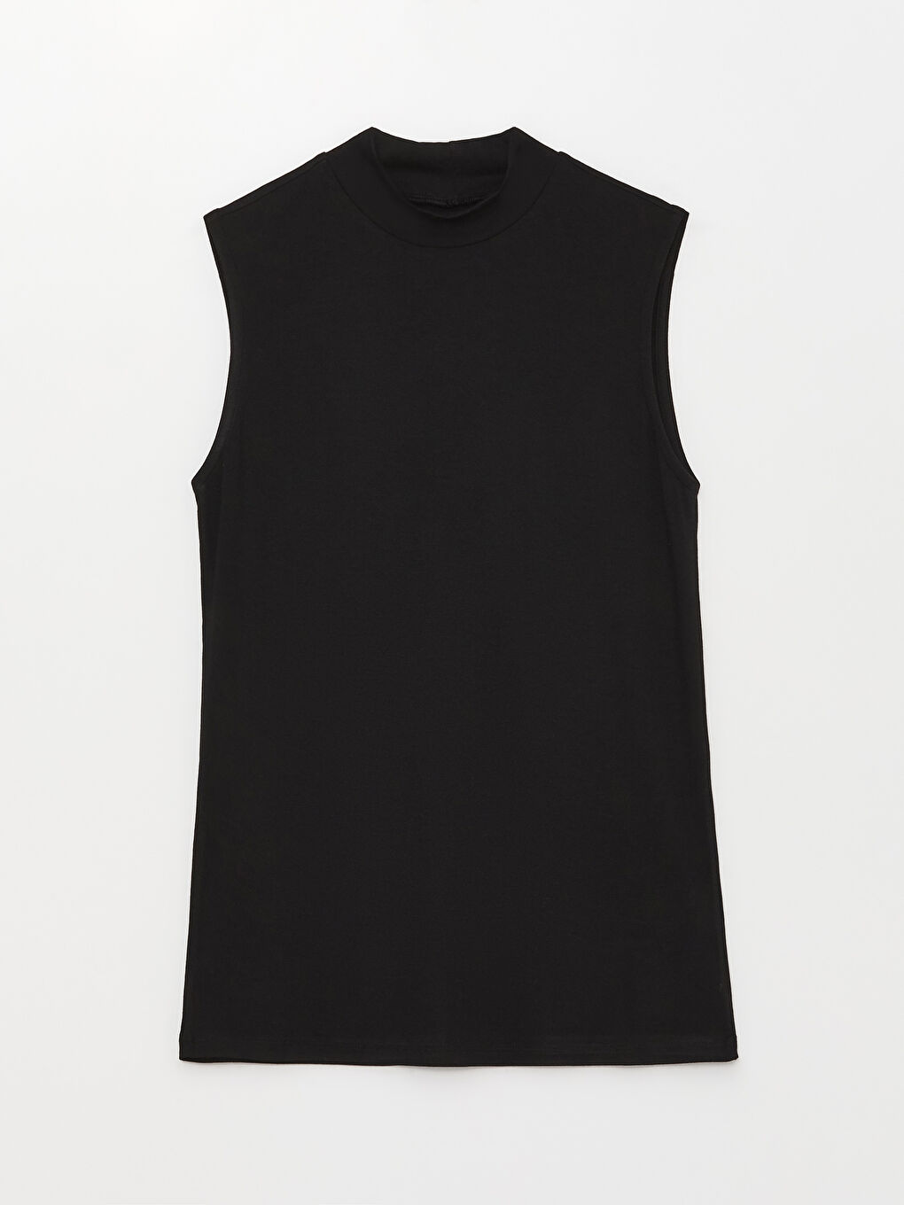 Siyah Kadın Dik Yaka Düz Atlet-5