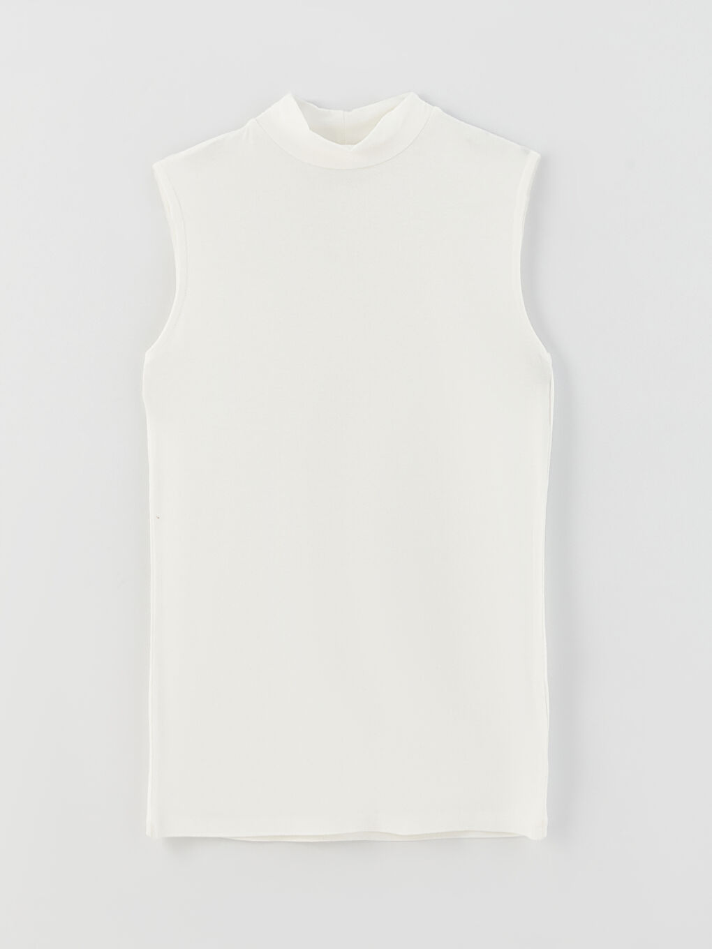 Ekru Kadın Dik Yaka Düz Atlet-5