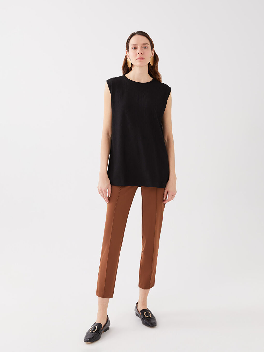 Women's Crew Neck Plain Tank Top -S3BD16Z8-CVL