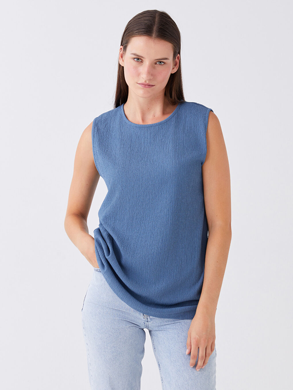 Women's Crew Neck Plain Tank Top -S3BD16Z8-H9N