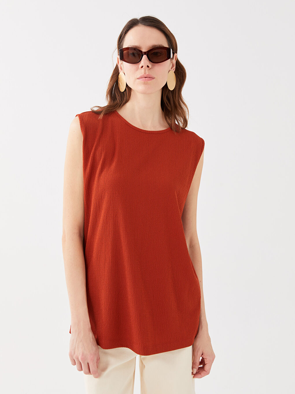 Women's Crew Neck Plain Tank Top -S3BD16Z8-HEX