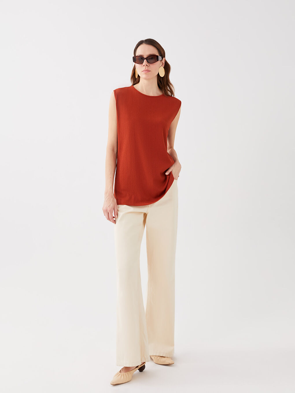 Women's Crew Neck Plain Tank Top -S3BD16Z8-HEX