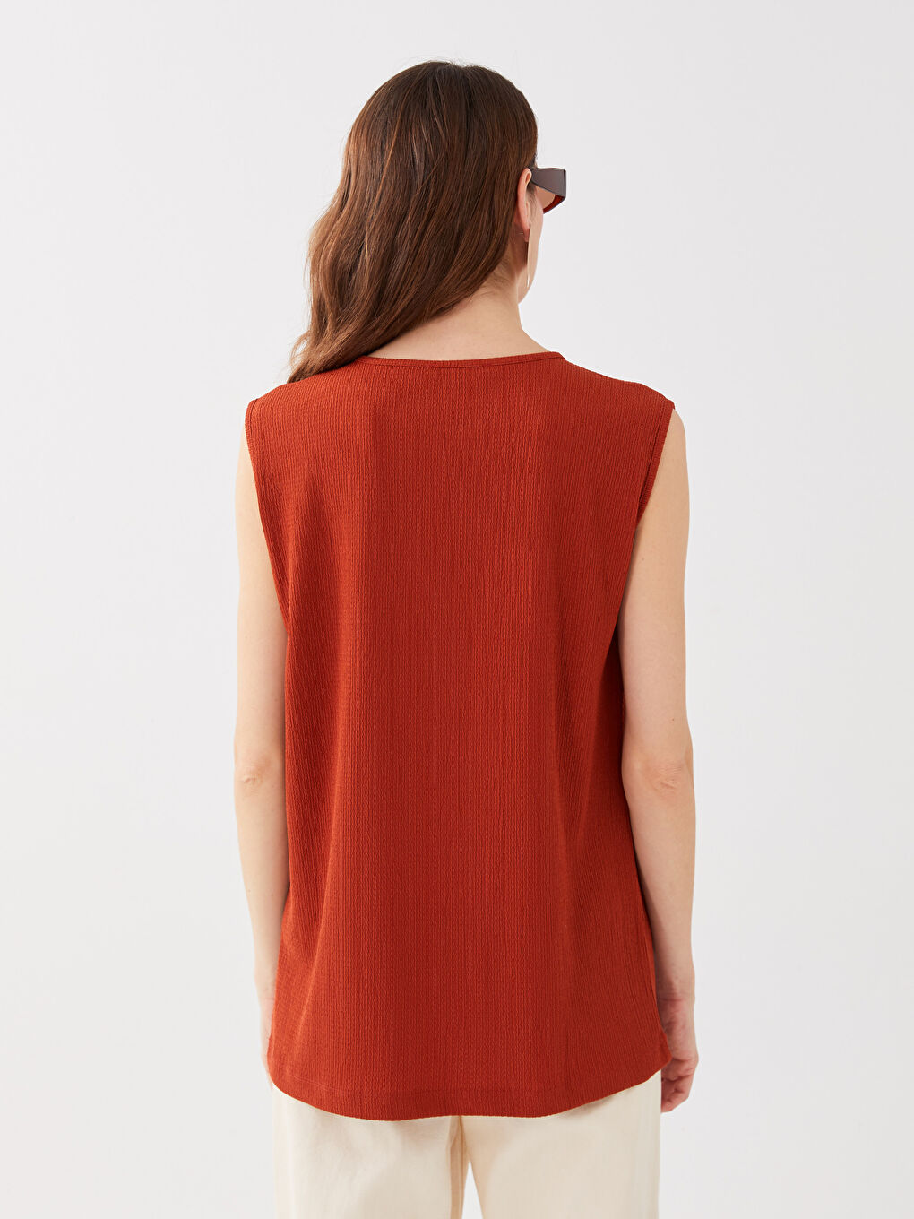 Women's Crew Neck Plain Tank Top -S3BD16Z8-HEX