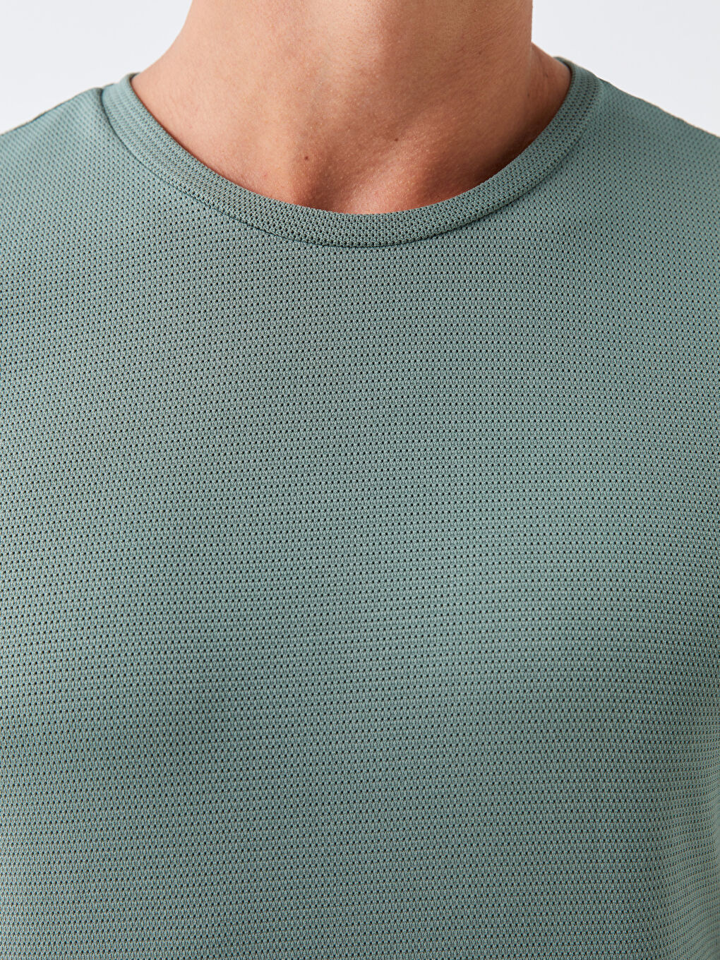 Yeşil Bisiklet Yaka Kısa Kollu Erkek Tişört-3