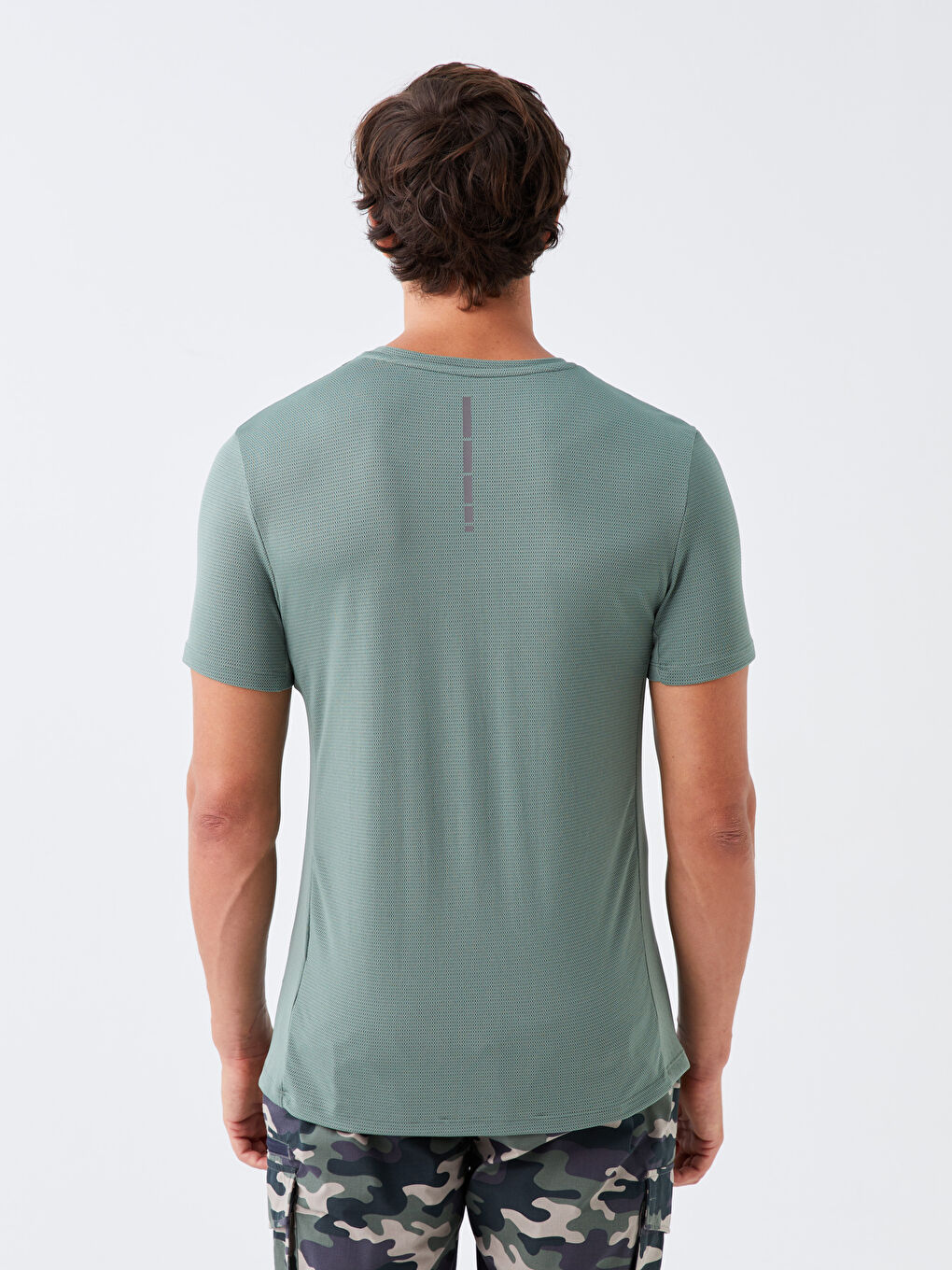 Yeşil Bisiklet Yaka Kısa Kollu Erkek Tişört-4