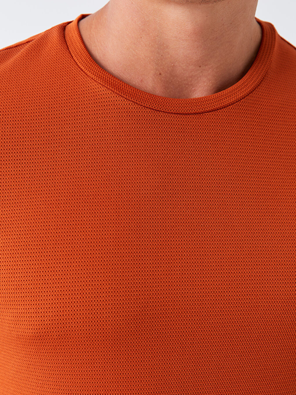 Turuncu Bisiklet Yaka Kısa Kollu Erkek Tişört-3