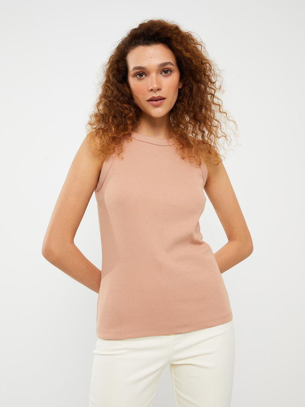 Kahverengi Kadın Bisiklet Yaka Düz Atlet