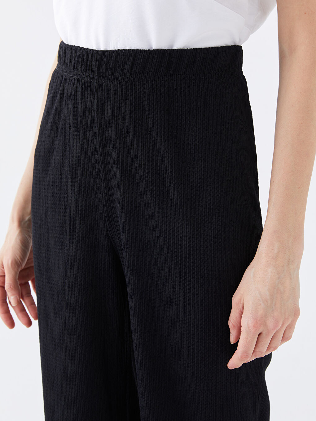 Women's Elastic Waist Flat Capri -S3BD28Z8-CVL